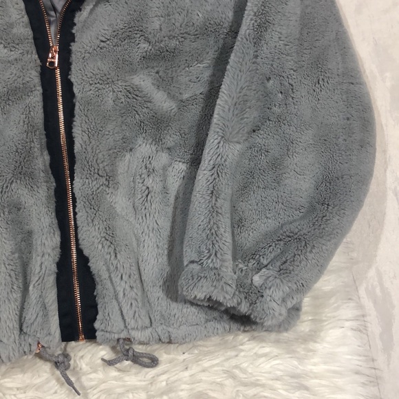 Lucky Brand Missy Faux Fur Gray Teddy Rose Gold Jacket - Picture 6 of 14